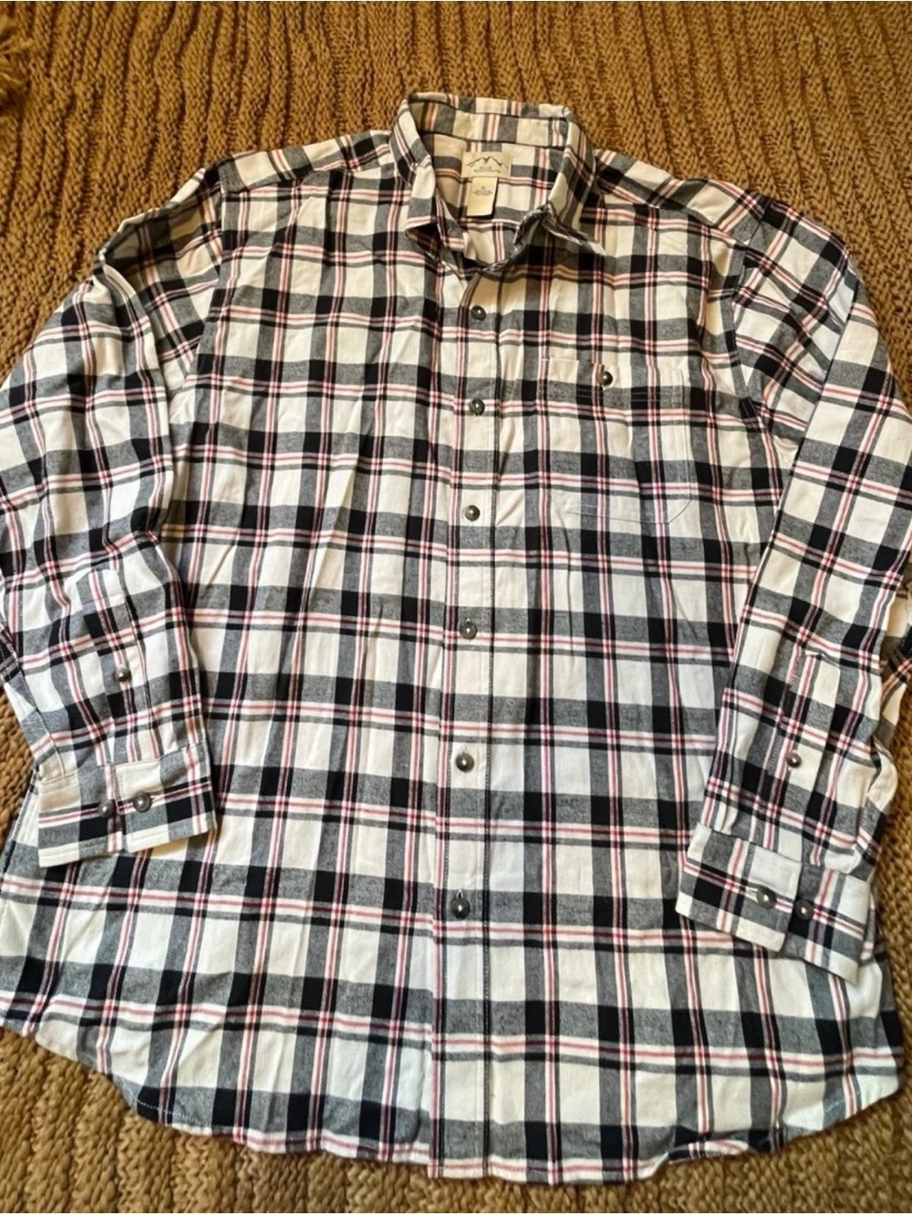 Men's Black, White & Red Plaid Button-Down Shirt